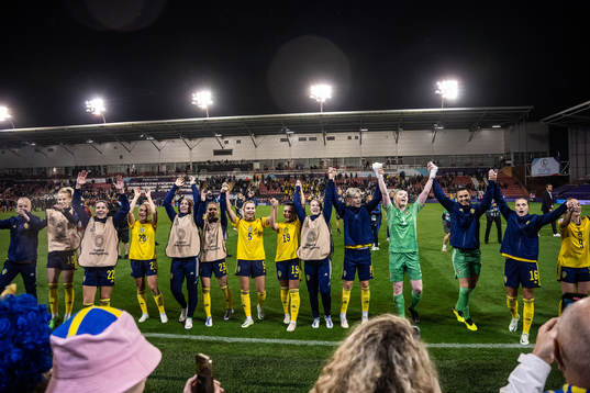Players of Sweden celebrate