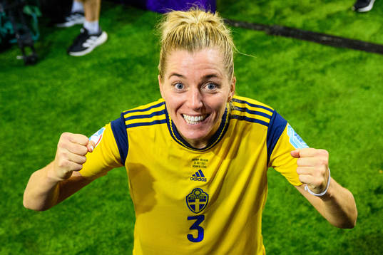 Linda Sembrant of Sweden celebrates