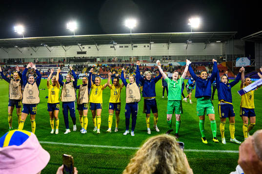 Players of Sweden celebrate