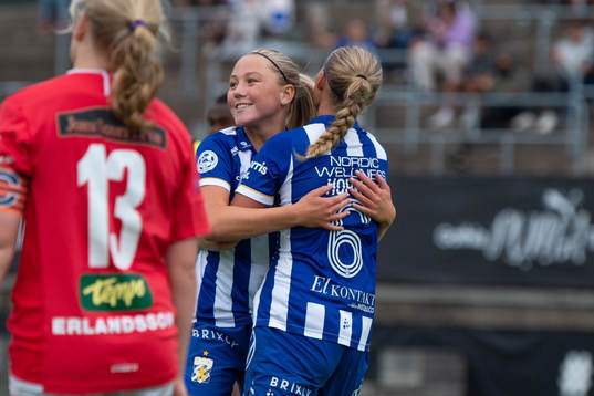 IFK Göteborgs Ebba Fjordskär och Filippa Hopkins jublar