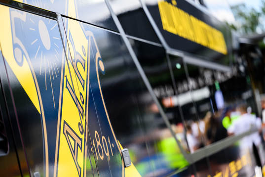 s spelarbuss före fotbollsmatchen i Allsvenskan mellan