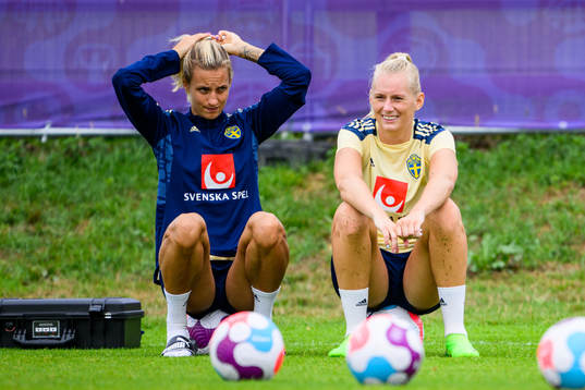Nathalie Björn and Stina Blackstenius of the Swedish