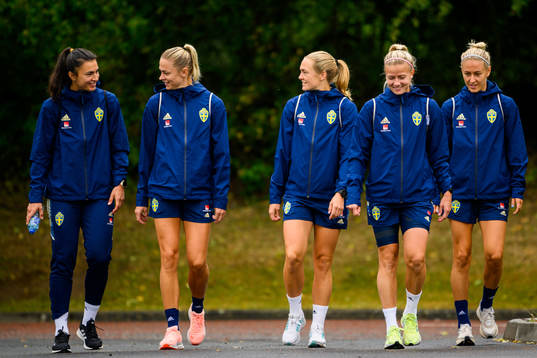 Goalkeeper Zecira Musovic, Hanna Glas, Fridolina Rolfö,