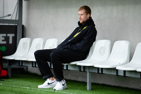 Häckens Simon Gustafson innan fotbollsmatchen i