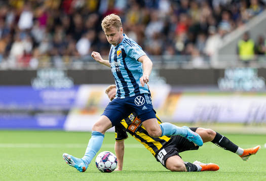 Djurgårdens Rasmus Schuller och Häckens Mikkel Rygaard