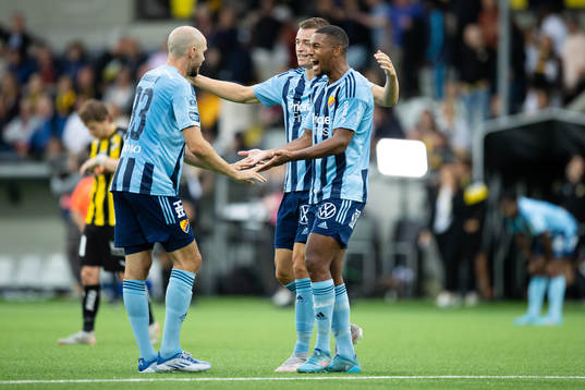 Djurgårdens Marcus Danielson och Isak Hien  jublar