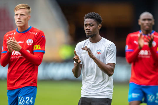Helsingborgs Emil Hellman och Joseph Amoako