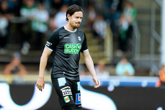 Varbergs Robin Tranberg före fotbollsmatchen i Allsvenskan