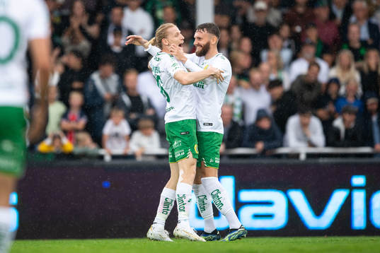Hammarbys Gustav Ludwigson och Simon Sandberg jublar