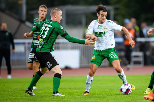 Varbergs Anton Liljenbäck och Hammarbys David Concha