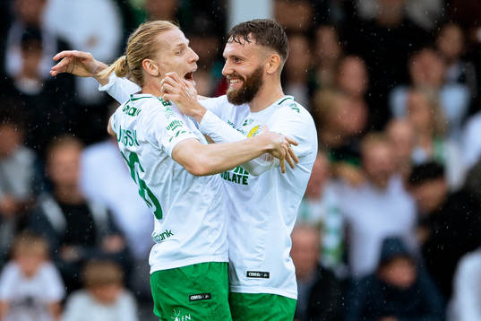 Hammarbys Gustav Ludwigson och Simon Sandberg jublar