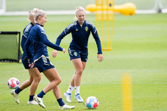 Emma Kullberg and Rebecka Blomqvist of the Swedish women's