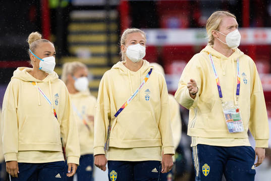 Hanna Bennison , Hanna Glas and goalkeeper Hedvig Lindahl
