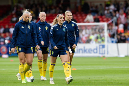Stina Blackstenius and Kosovare Asllani of Sweden