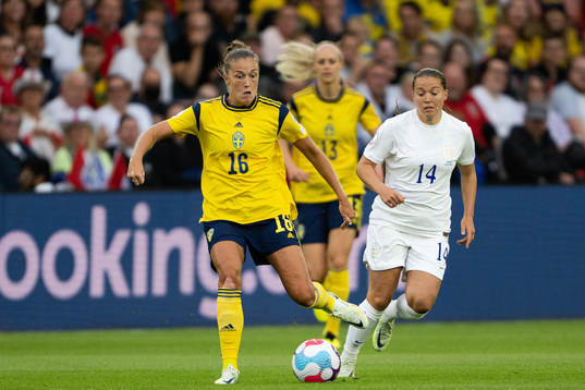 Filippa Angeldahl of Sweden and Fran Kirby of England