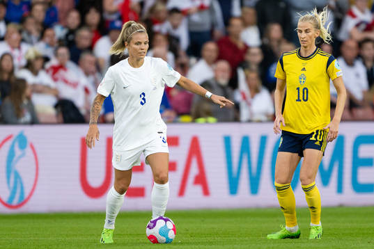 Rachel Daly of England and Sofia Jakobsson of Sweden