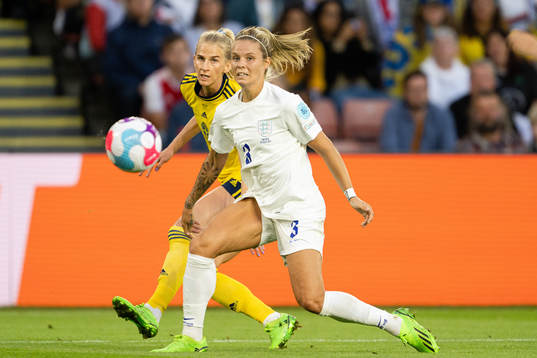 Sofia Jakobsson of Sweden and Rachel Daly of England