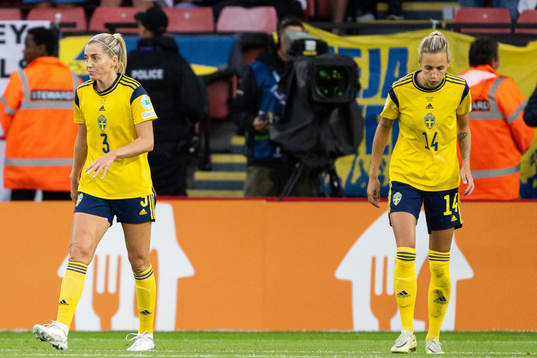 Linda Sembrant and Nathalie Björn of Sweden look dejected