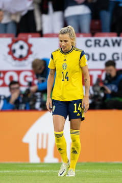Nathalie Björn of Sweden looks dejected