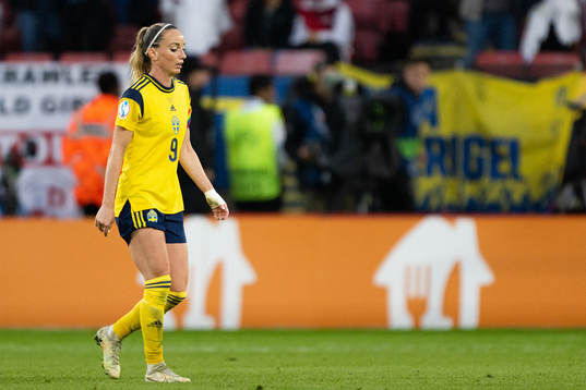 Kosovare Asllani of Sweden looks dejected