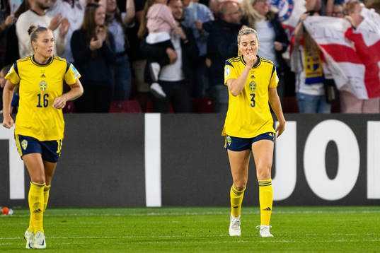 Filippa Angeldahl and Linda Sembrant of Sweden look dejected