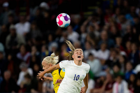 Caroline Seger of Sweden and Georgia Stanway of England