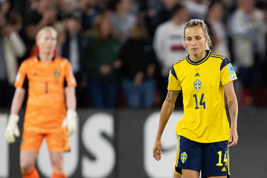 Nathalie Björn of Sweden looks dejected