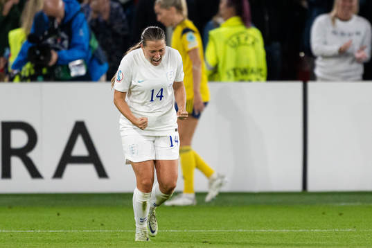 Fran Kirby of England celebrates the 4-0 goal