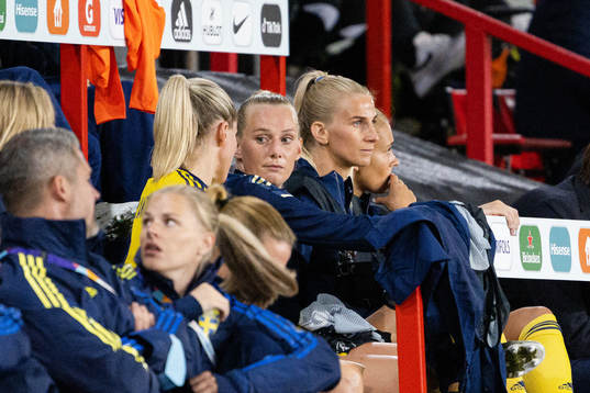 Stina Blackstenius and Sofia Jakobsson of Sweden