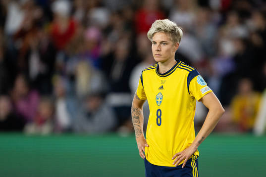 Lina Hurtig of Sweden looks dejected
