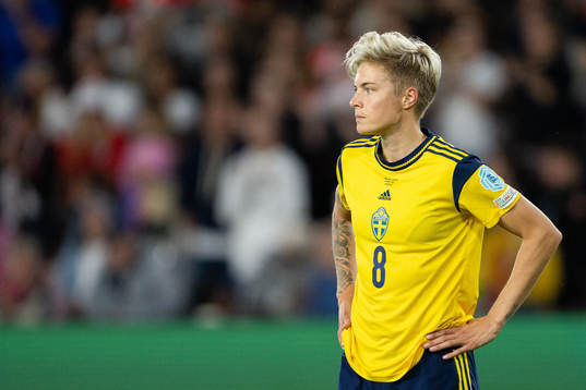 Lina Hurtig of Sweden looks dejected