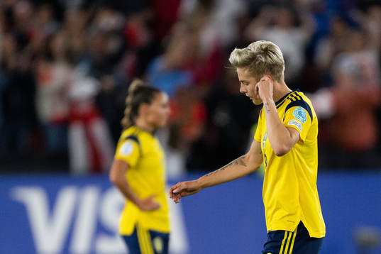 Lina Hurtig of Sweden looks dejected