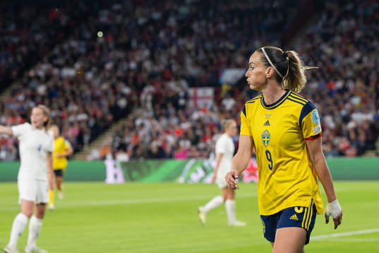Kosovare Asllani of Sweden looks dejected