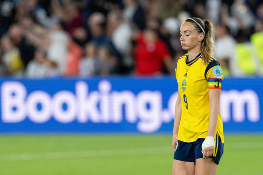 Kosovare Asllani of Sweden looks dejected