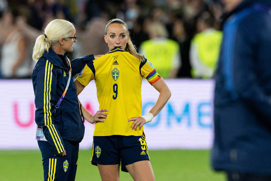 Kosovare Asllani of Sweden looks dejected