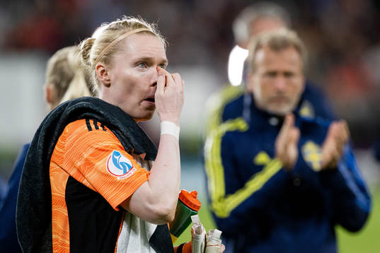 Goalkeeper Hedvig Lindahl of Sweden looks dejected