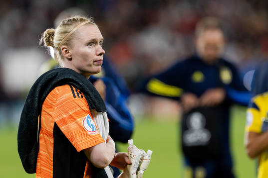 Goalkeeper Hedvig Lindahl of Sweden looks dejected