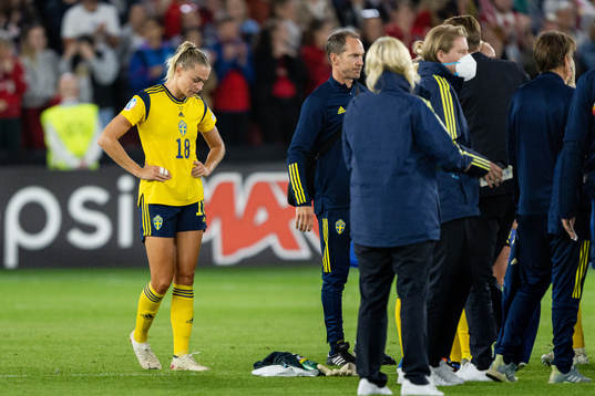 Fridolina Rolfö of Sweden looks dejected
