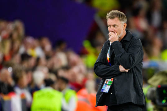 Peter Gerhardsson, head coach of Sweden looks dejected