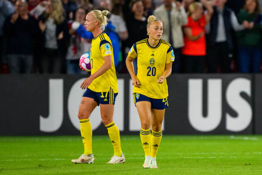 Caroline Seger and Hanna Bennison of Sweden looks dejected