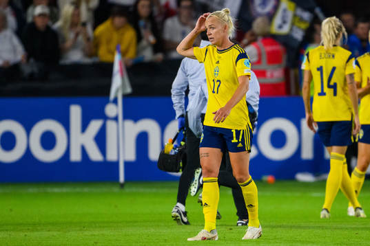Caroline Seger of Sweden looks dejected