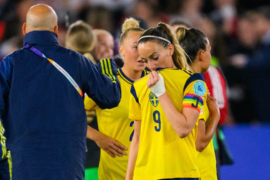 Kosovare Asllani of Sweden looks dejected