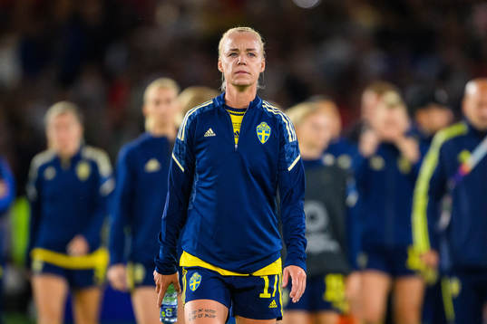 Caroline Seger of Sweden looks dejected