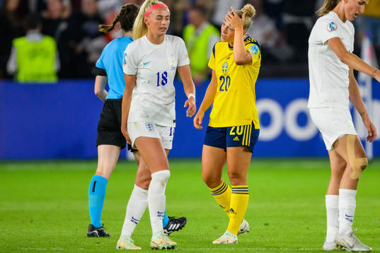 Hanna Bennison of Sweden looks dejected