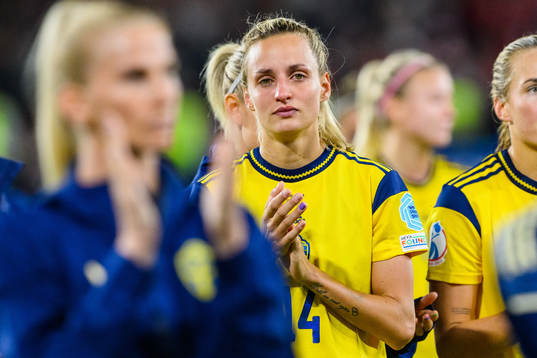Nathalie Björn of Sweden looks dejected