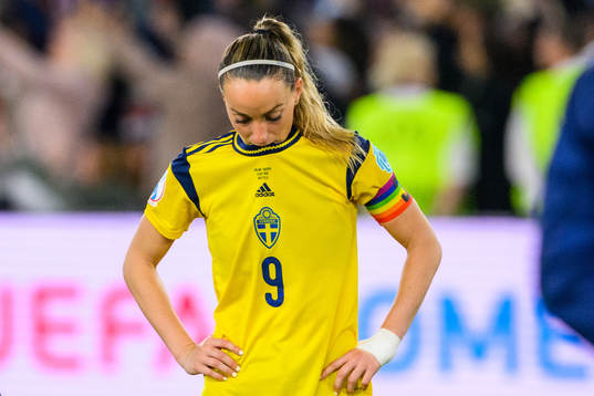 Kosovare Asllani of Sweden looks dejected