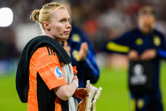 Goalkeeper Hedvig Lindahl of Sweden looks dejected