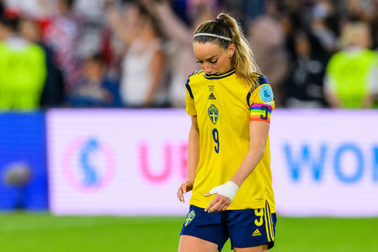 Kosovare Asllani of Sweden looks dejected