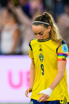 Kosovare Asllani of Sweden looks dejected
