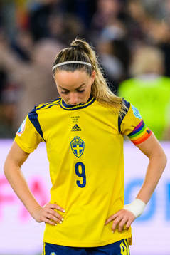 Kosovare Asllani of Sweden looks dejected